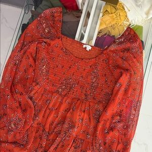 Patrons of Peace Red Floral Top